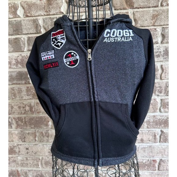Retro 2016 Coogi Australia Hoodie Kids Size 6 Black Patches Front Zip Ka… - Picture 7 of 12